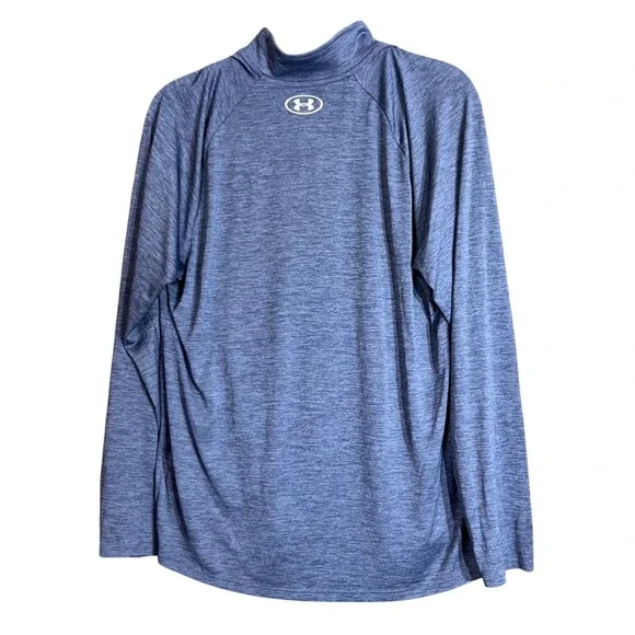 Under Armour Mens Size Large 1/2 Zip Blue Heather HeatGear Pullover Tech 2.0 - Picture 3 of 14